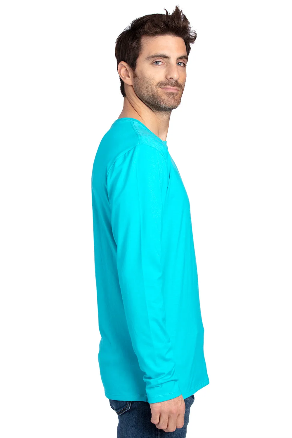 Threadfast Apparel Herren Ultimate Langarm Rundhals T-Shirt - Pazifik Blau Kleidung Threadfast-Apparel