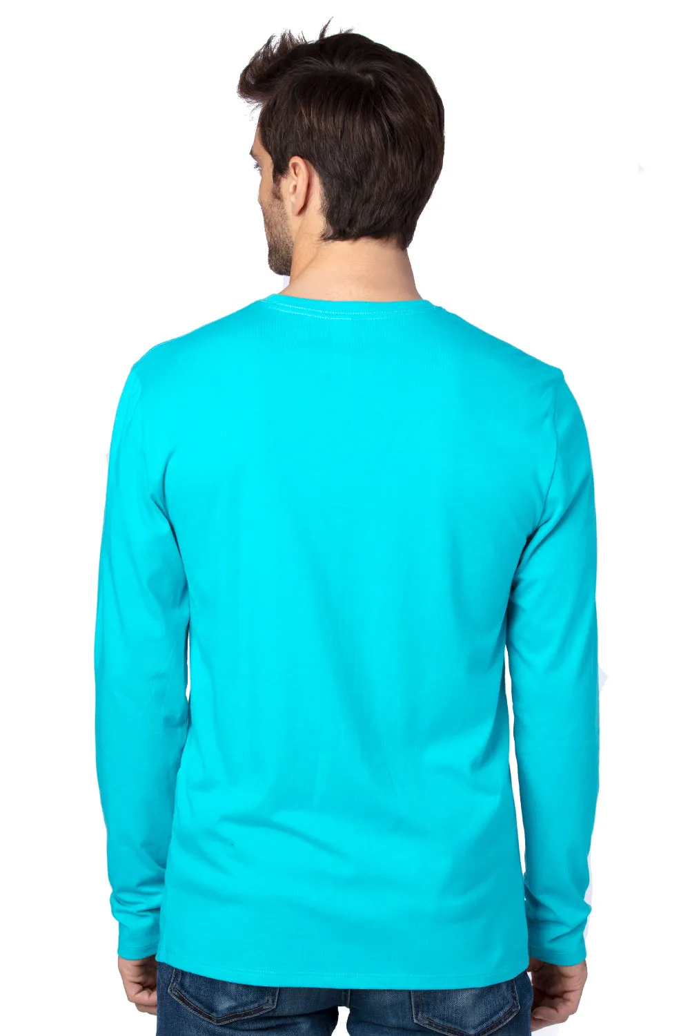 Threadfast Apparel Herren Ultimate Langarm Rundhals T-Shirt - Pazifik Blau Kleidung Threadfast-Apparel