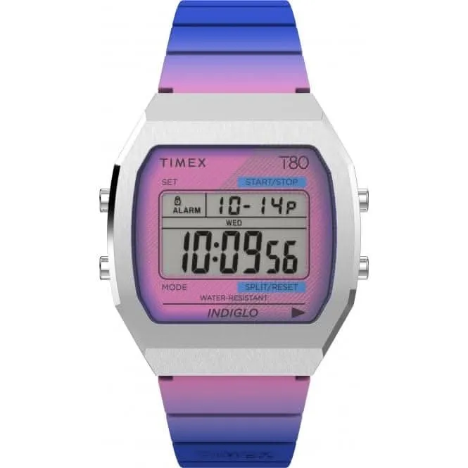 Timex 80 Lila Uhr mit Silberfarbenem Gehäuse TW2V74600