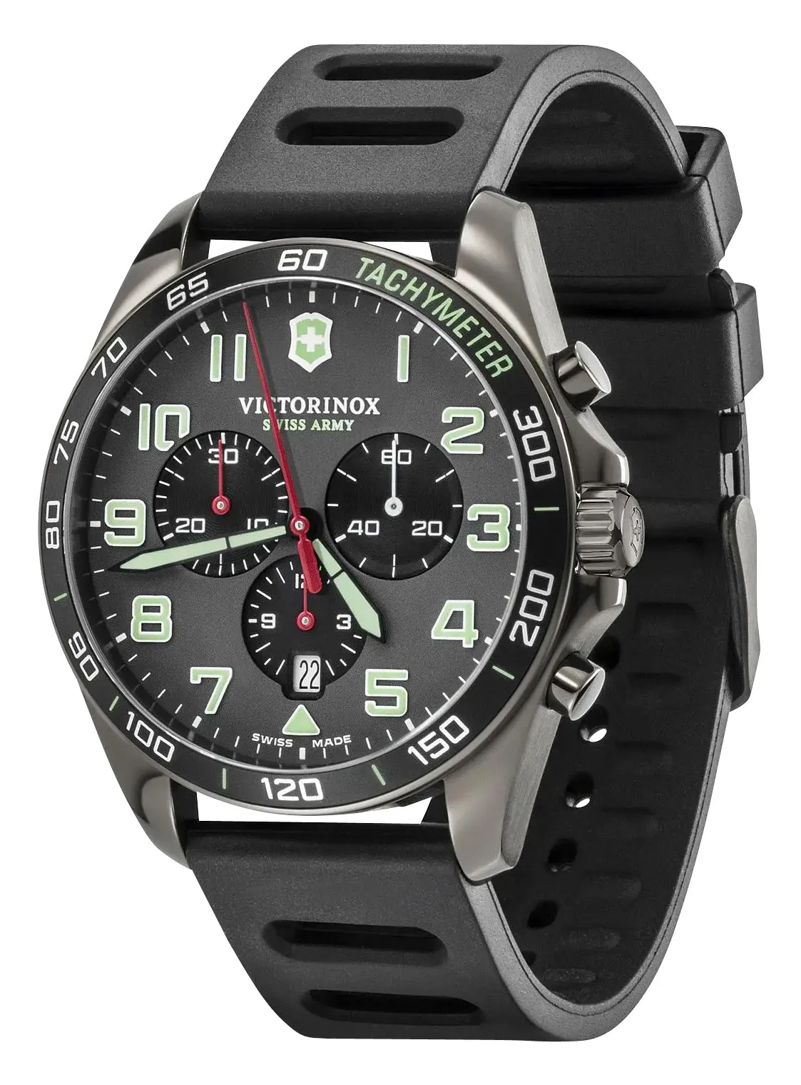 Victorinox Swiss Army FieldForce Sport Chronograph Schwarz Edelstahl Graues Zifferblatt Schwarzes Gummiband Datum Quarz Herrenuhr 241891 Victorinox Swiss Army Uhren