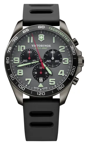 Victorinox Swiss Army FieldForce Sport Chronograph Schwarz Edelstahl Graues Zifferblatt Schwarzes Gummiband Datum Quarz Herrenuhr 241891 Victorinox Swiss Army Uhren