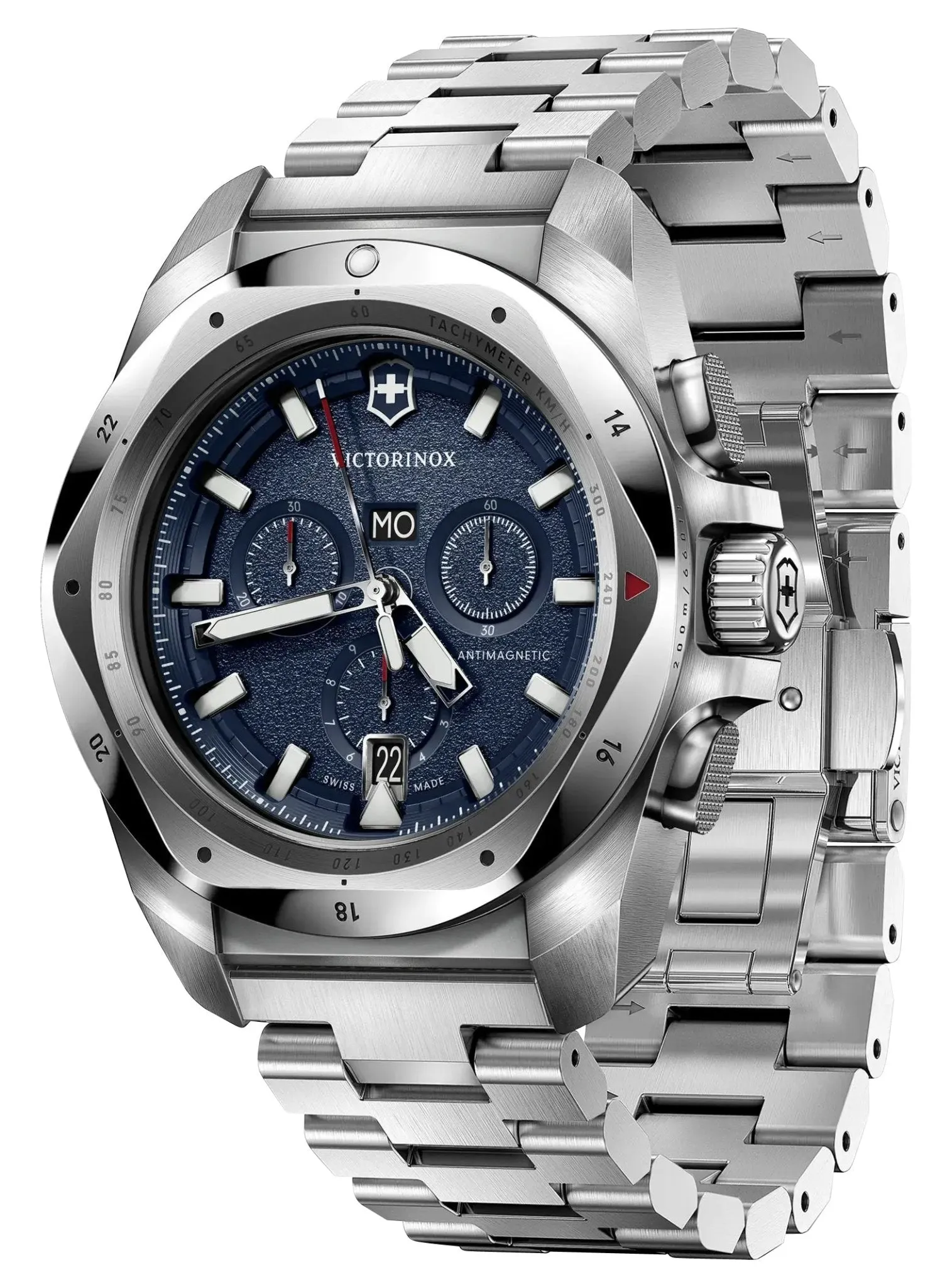 Victorinox Swiss Army I.N.O.X. Chronograph Edelstahl blaues Zifferblatt Tag/Datum Taucher Quarz Herrenuhr 241985 Victorinox Swiss Army Uhren