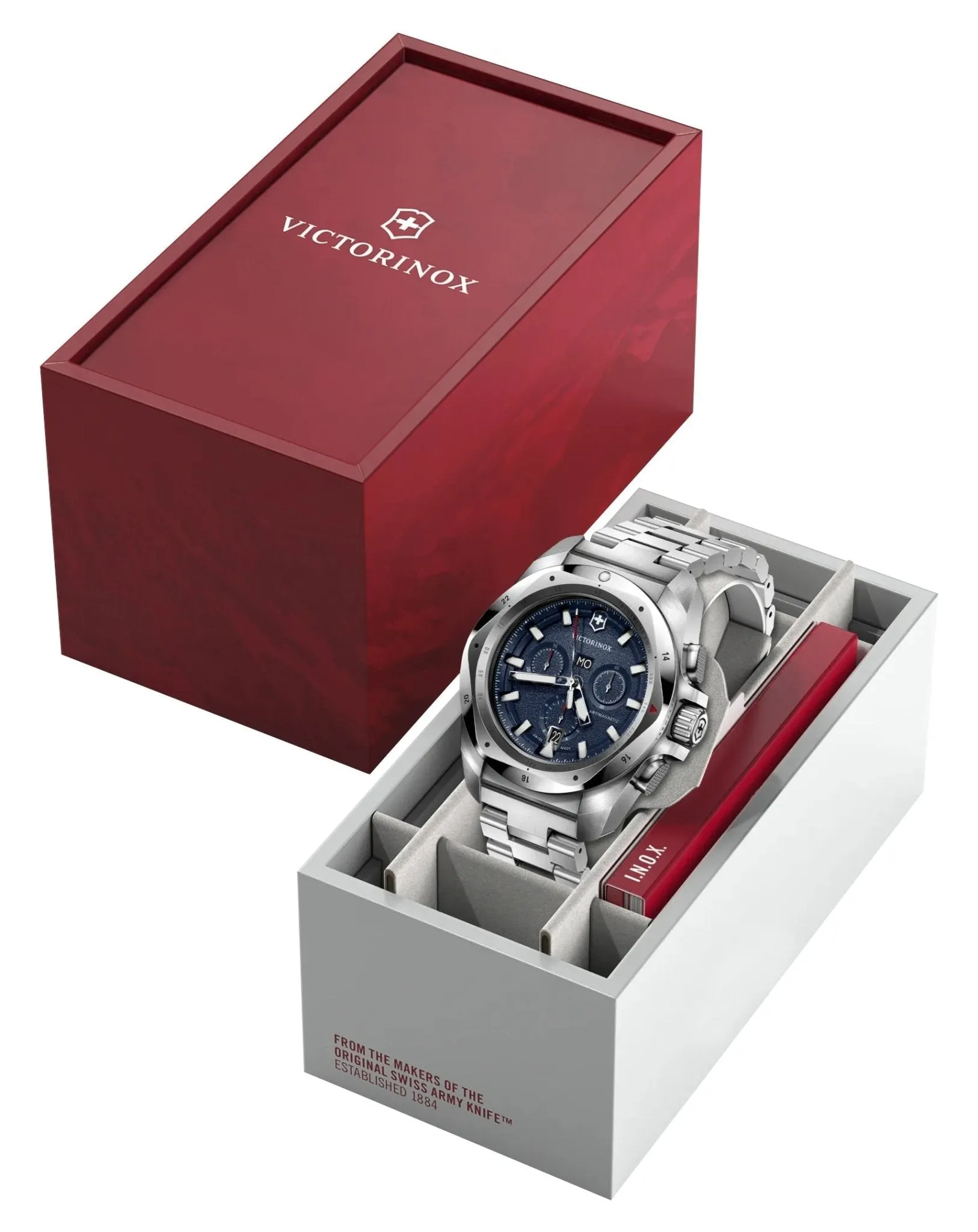 Victorinox Swiss Army I.N.O.X. Chronograph Edelstahl blaues Zifferblatt Tag/Datum Taucher Quarz Herrenuhr 241985 Victorinox Swiss Army Uhren