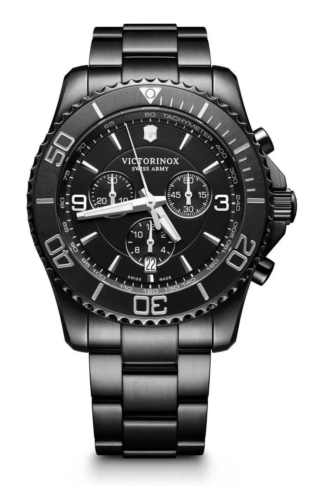 Victorinox Swiss Army Maverick Chronograph Schwarz Edelstahl Schwarzes Zifferblatt Datum Herrenuhr 241797 Victorinox Swiss Army Uhren