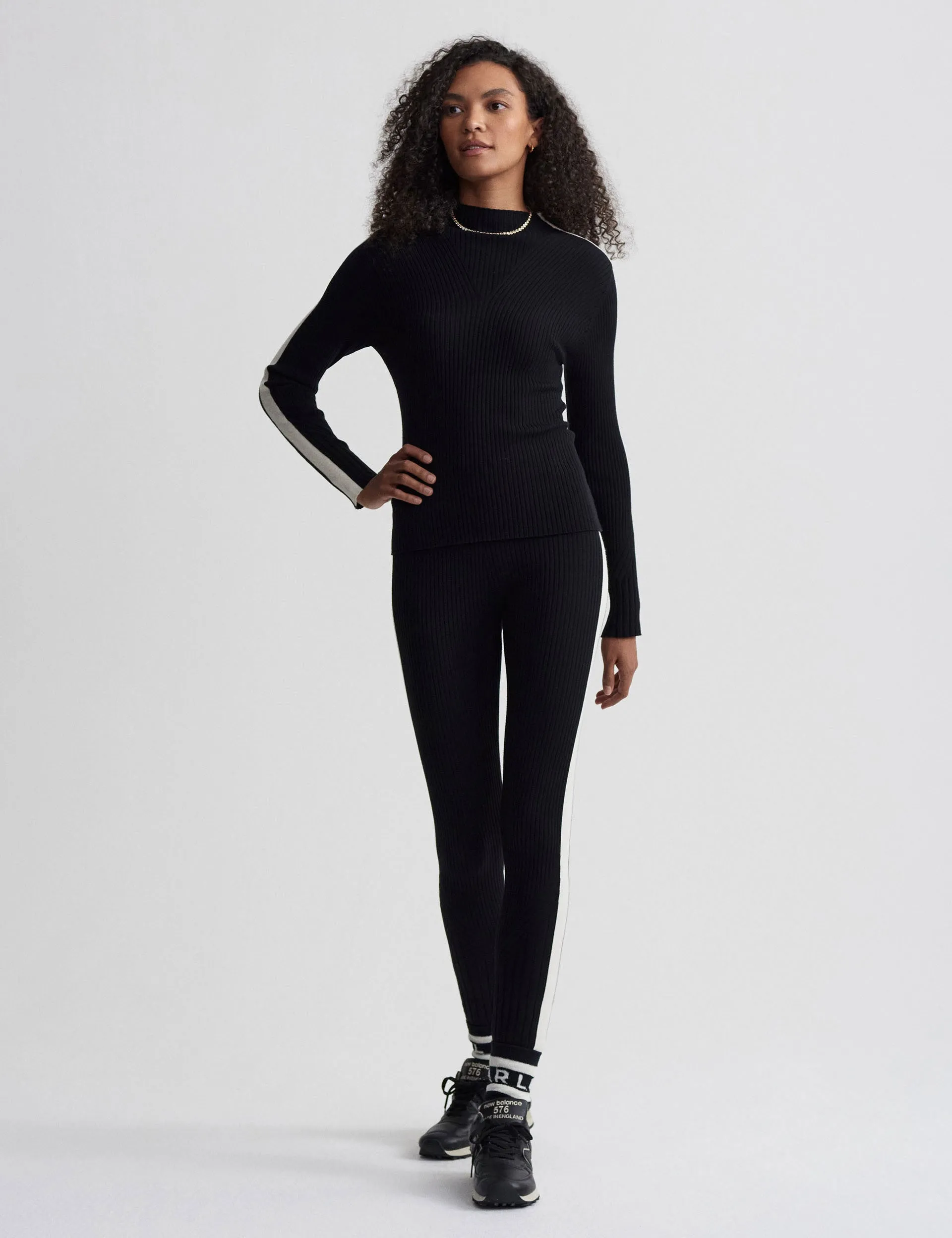 Wilshire Mock Neck Strickpullover - Schwarz
