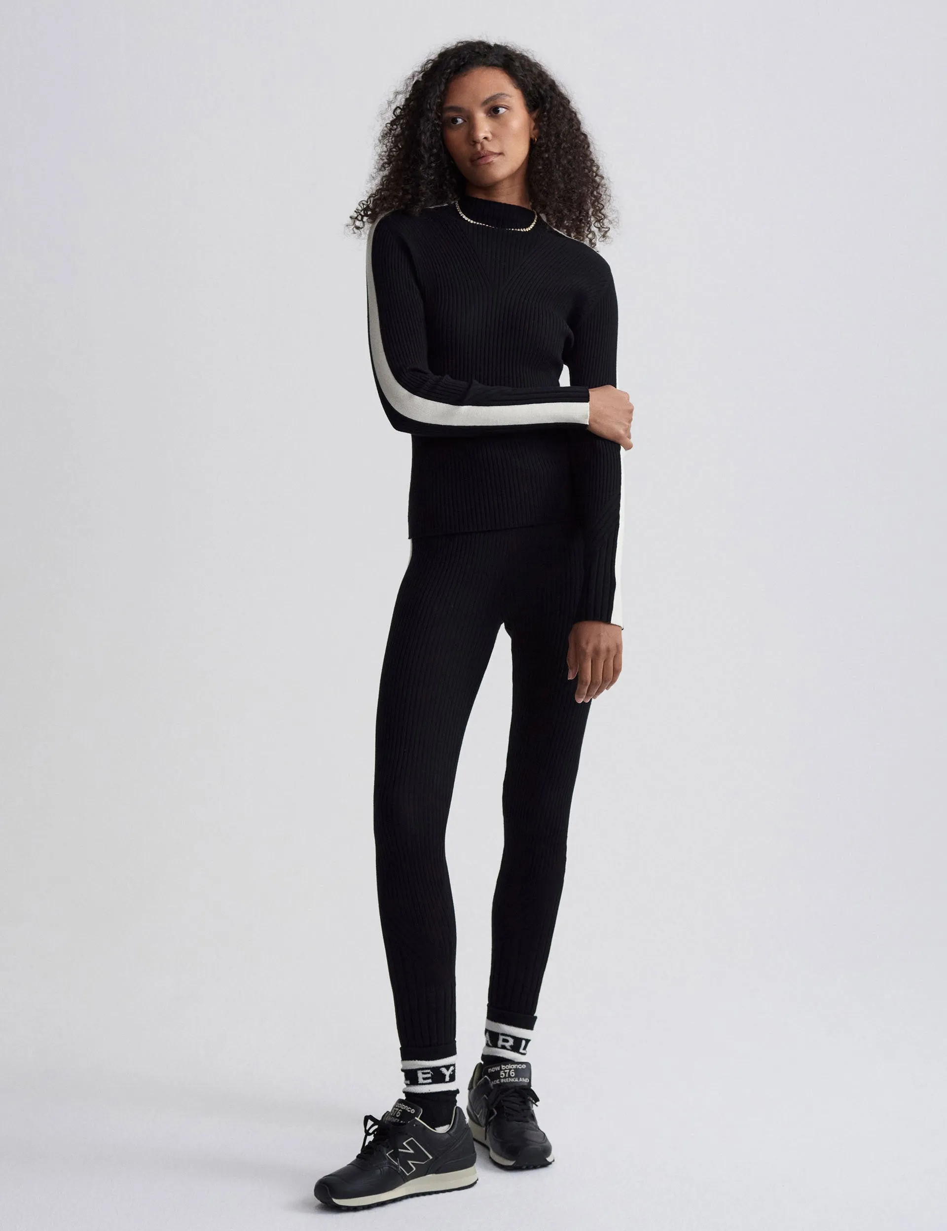Wilshire Mock Neck Strickpullover - Schwarz