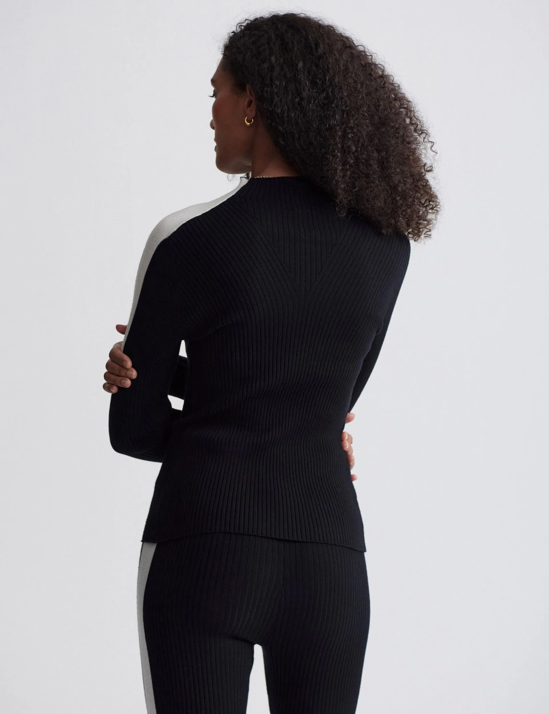 Wilshire Mock Neck Strickpullover - Schwarz