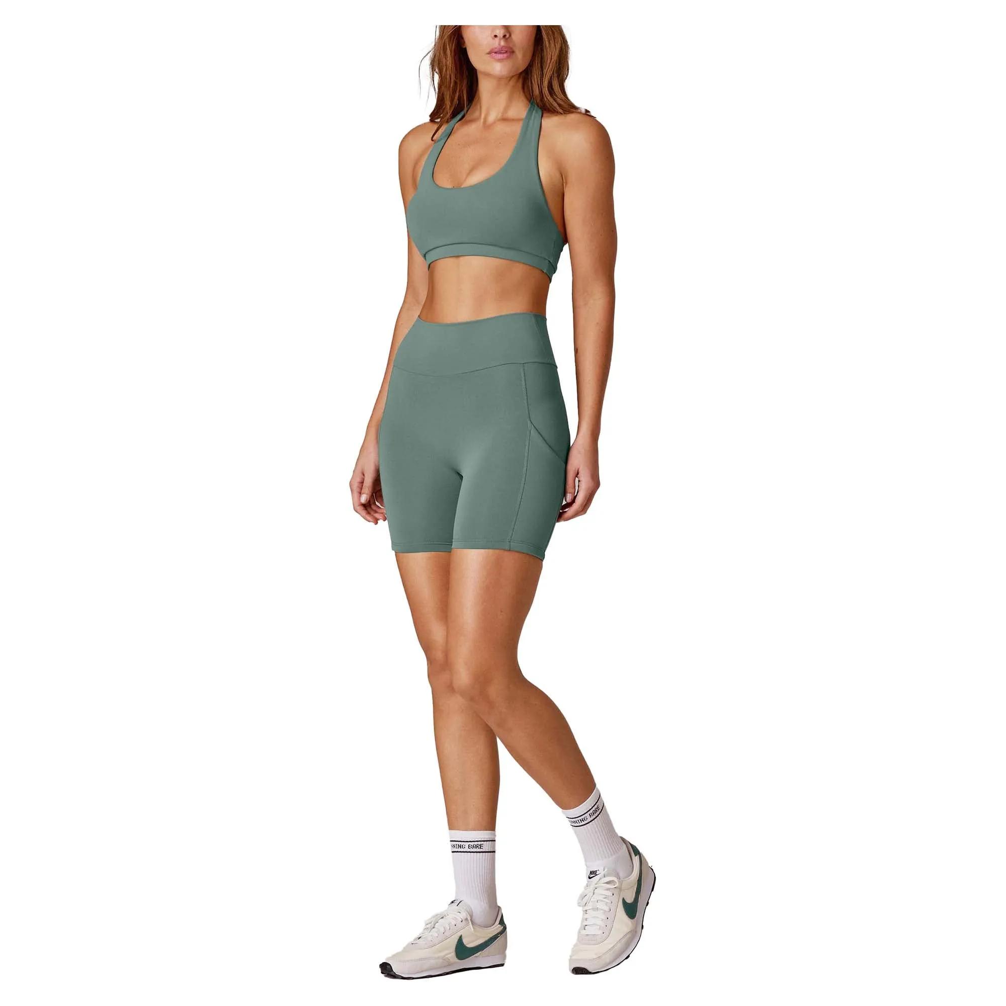 Damen High Waist Camelflage 6 Zoll Radlerhose