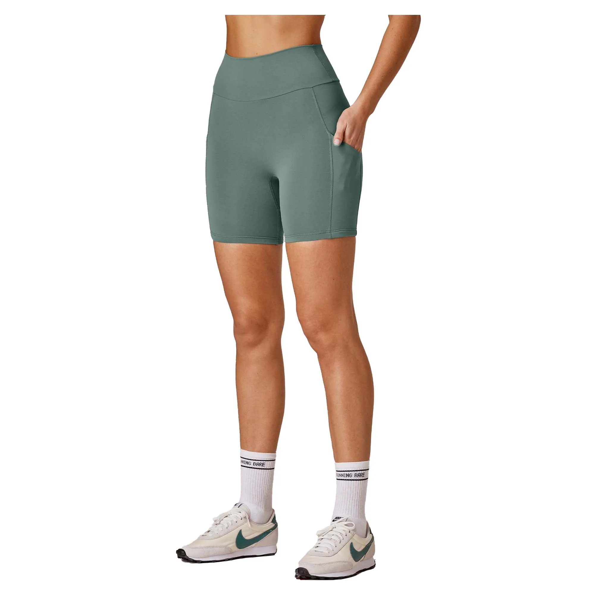Damen High Waist Camelflage 6 Zoll Radlerhose