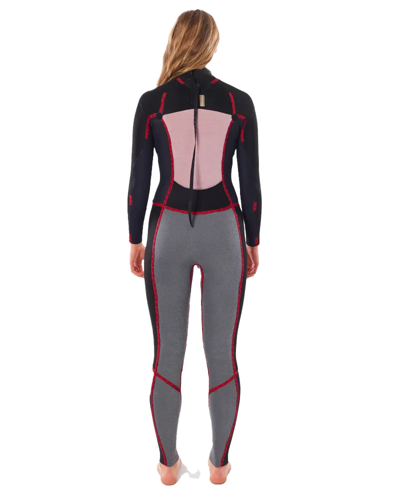 Damen Dawn Patrol 5/3mm Rückenreißverschluss-Neoprenanzug in Schwarz