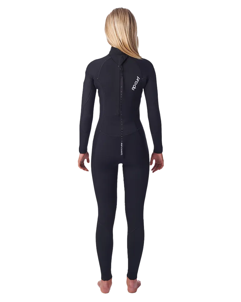 Damen Dawn Patrol 5/3mm Rückenreißverschluss-Neoprenanzug in Schwarz
