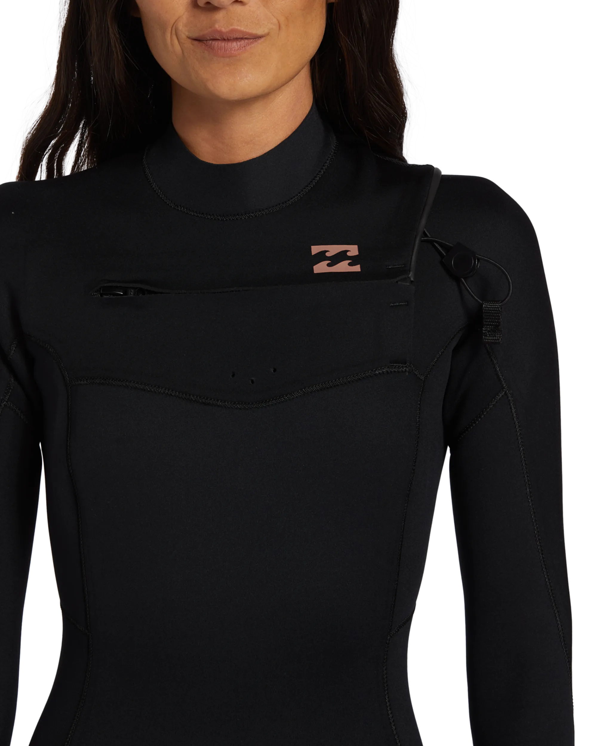 Damen-Fechtanzug 4/3mm mit Brustreißverschluss in Schwarz