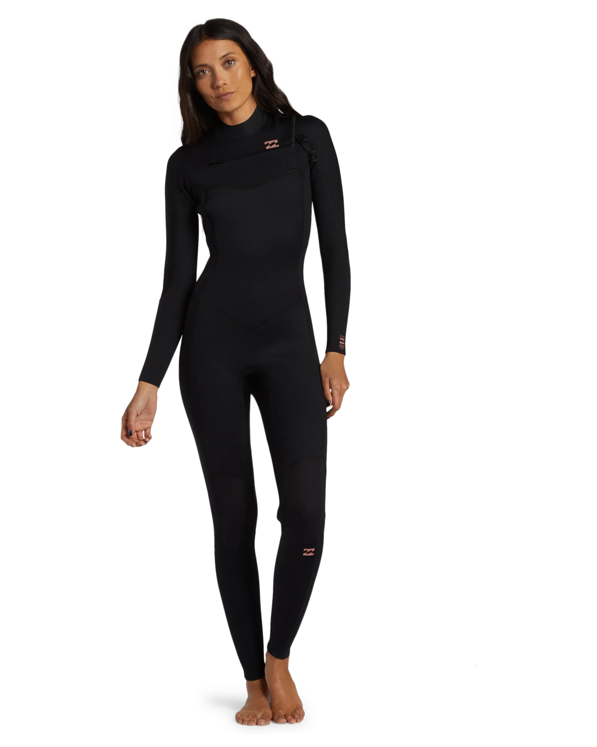 Damen-Fechtanzug 4/3mm mit Brustreißverschluss in Schwarz