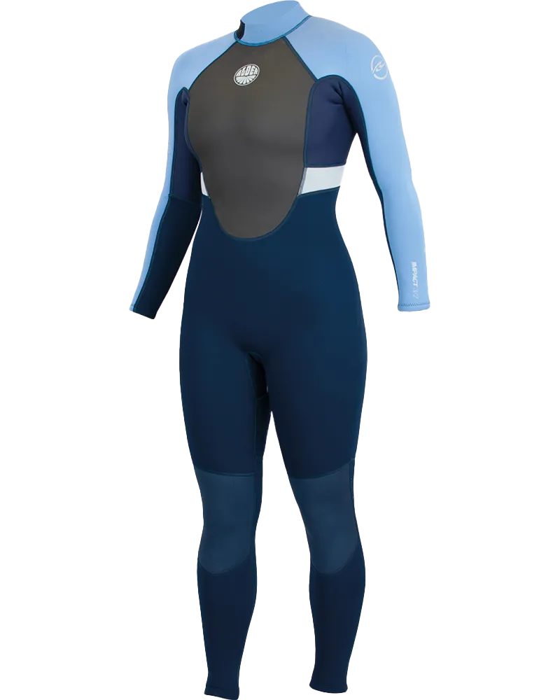 Damens Impact 3/2mm Neoprenanzug mit Rückenzip in Blue Ribbon, Acid Blue & Fog Blue