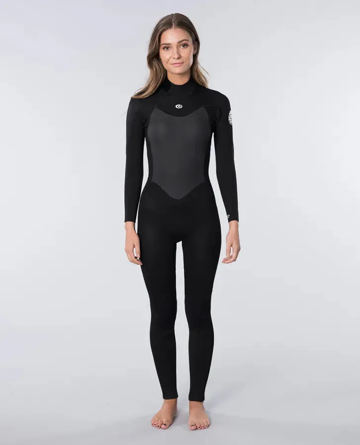 Damen Omega 4/3mm Neoprenanzug mit Rückenzip in Schwarz