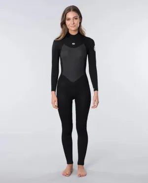 Damen Omega 4/3mm Neoprenanzug mit Rückenzip in Schwarz