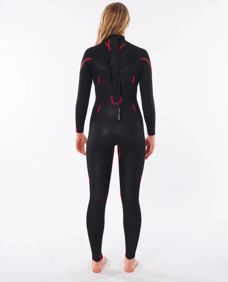 Damen Omega 4/3mm Neoprenanzug mit Rückenzip in Schwarz