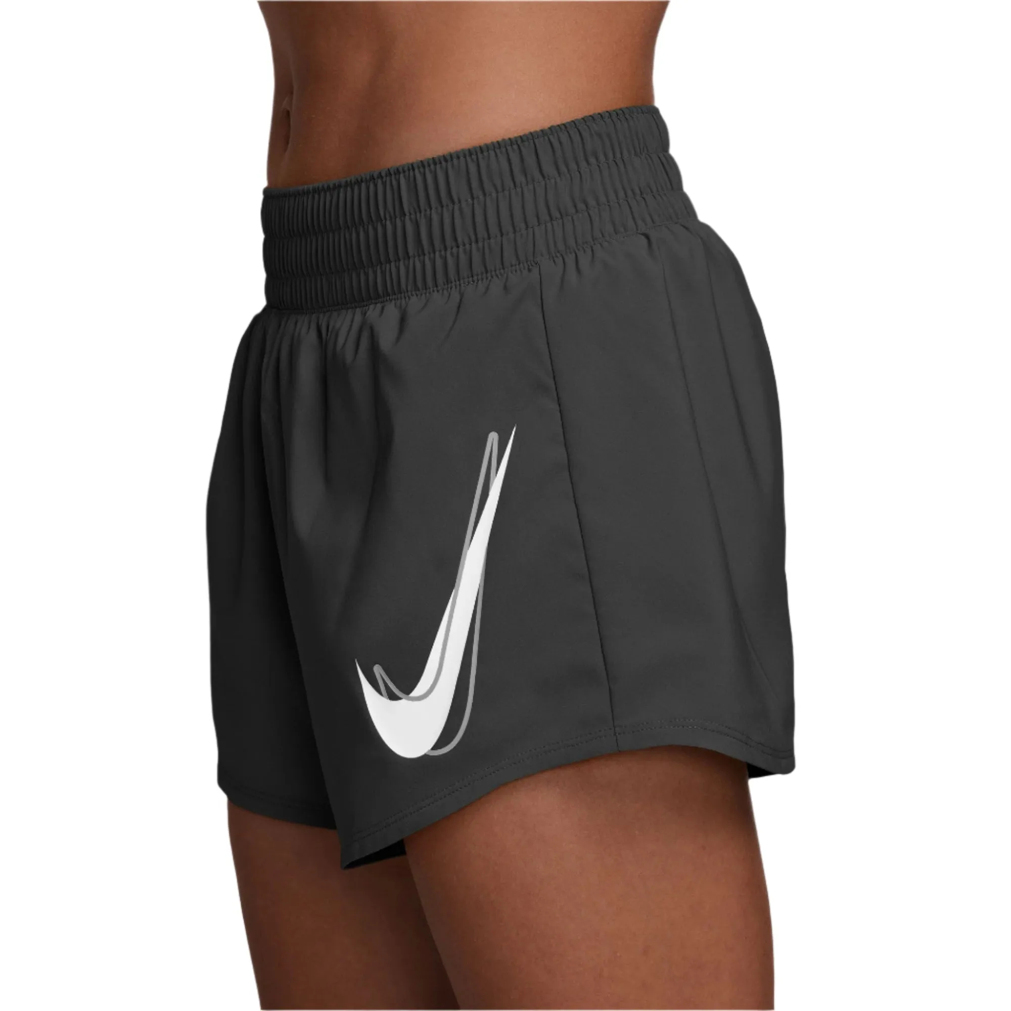 Damen One Swoosh Dri-FIT Mid-Rise Slip-Lined Laufshorts