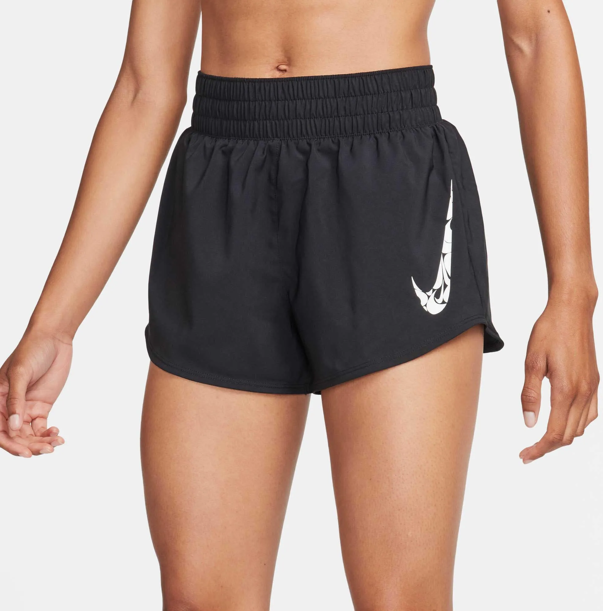 Damen One Swoosh Laufshorts mit mittelhoher Taille und integrierter Slip-Fütterung