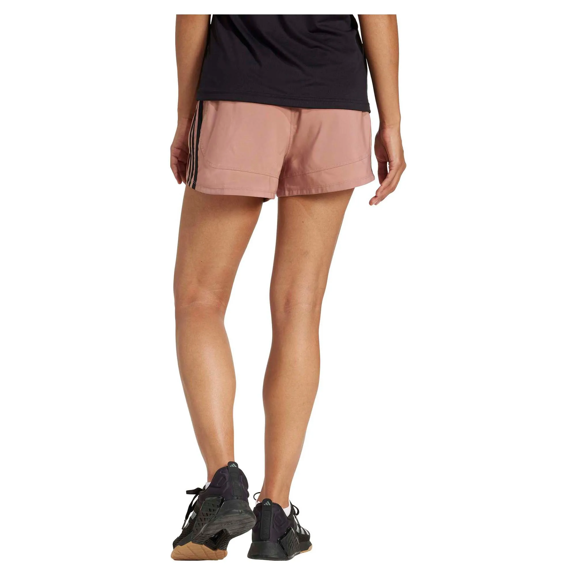 Damen Pacer Trainingsshorts mit 3 Streifen, gewebt, hoher Bund, 5 Zoll