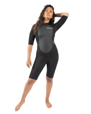 Damen-Nassanzug FL 3/2mm Shorty mit Rückenzip in Schwarz