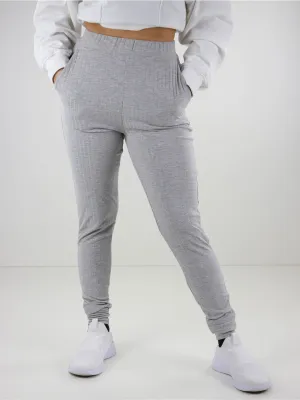 Damen Rippensport-Hose, Grau