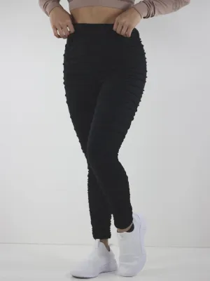 Damen-Rüschenleggings, Schwarz
