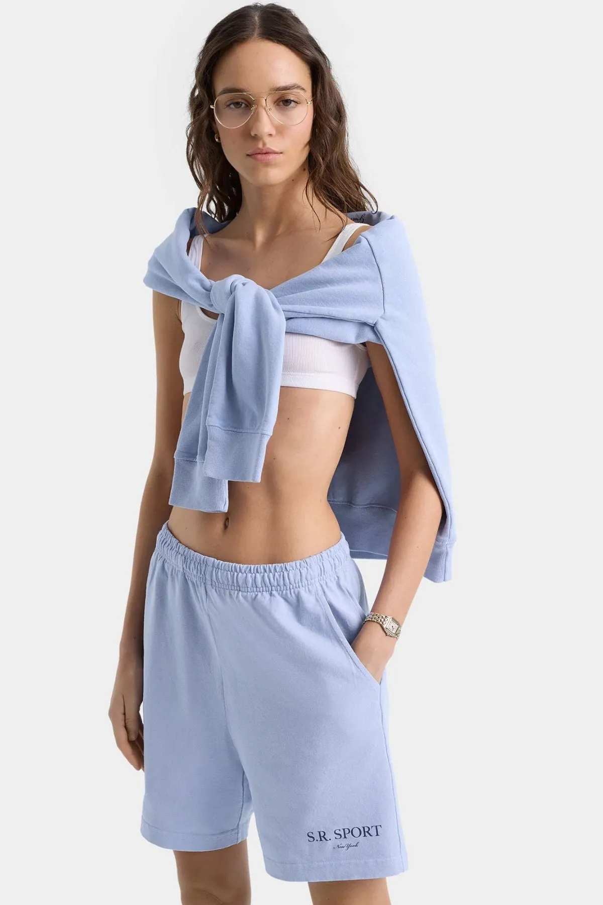 Damen Sporty & Rich Sporty & Rich Gym Shorts - Gewaschener Hortensienfarbton